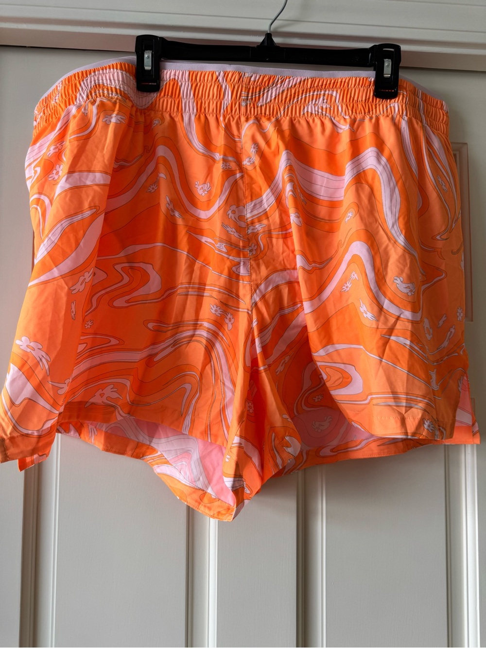 Fabletics Orange and white Swirl Athletic Shorts